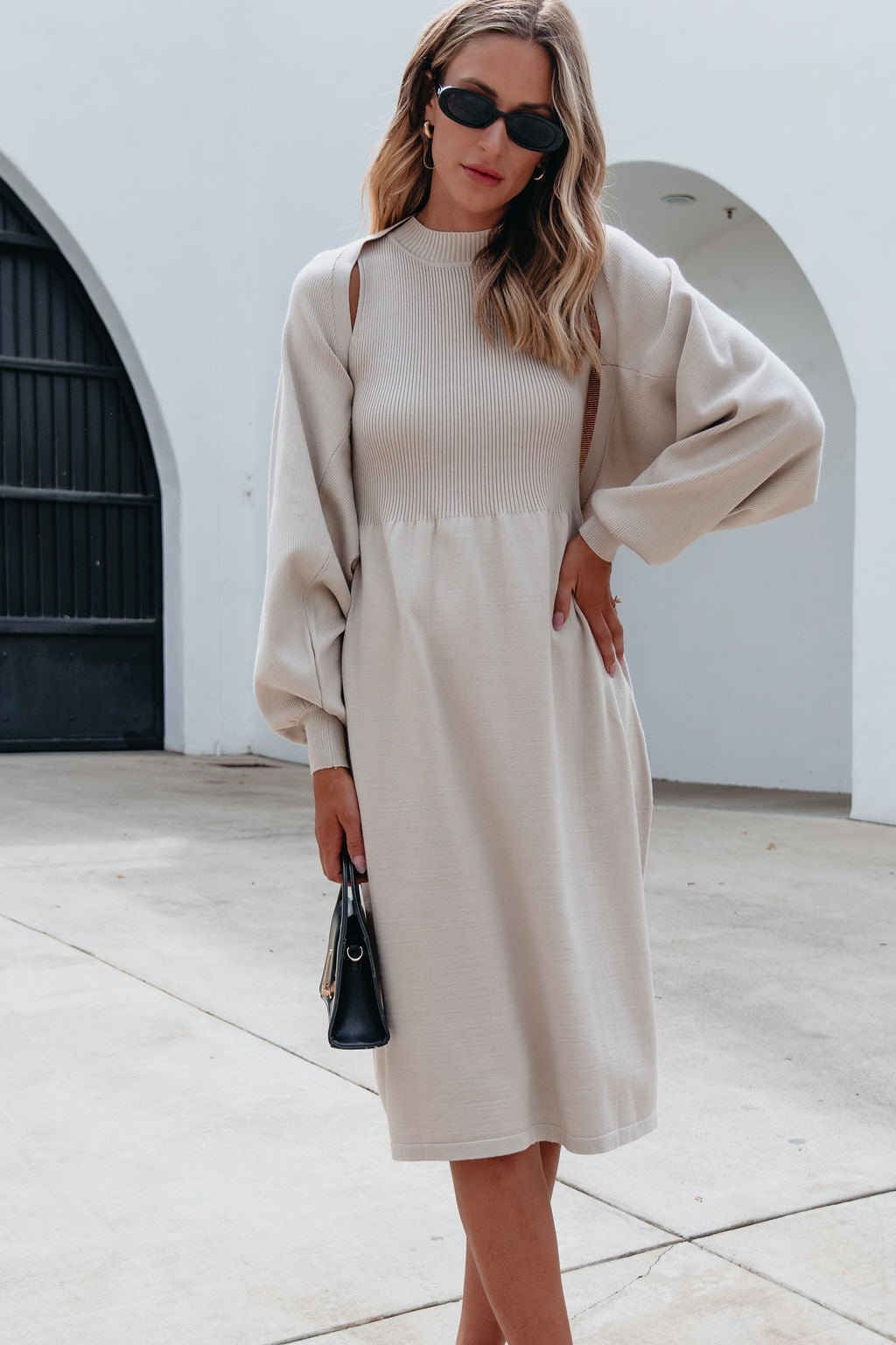 Champagne Sweater Dress & Cardigan Set - Magnolia Boutique