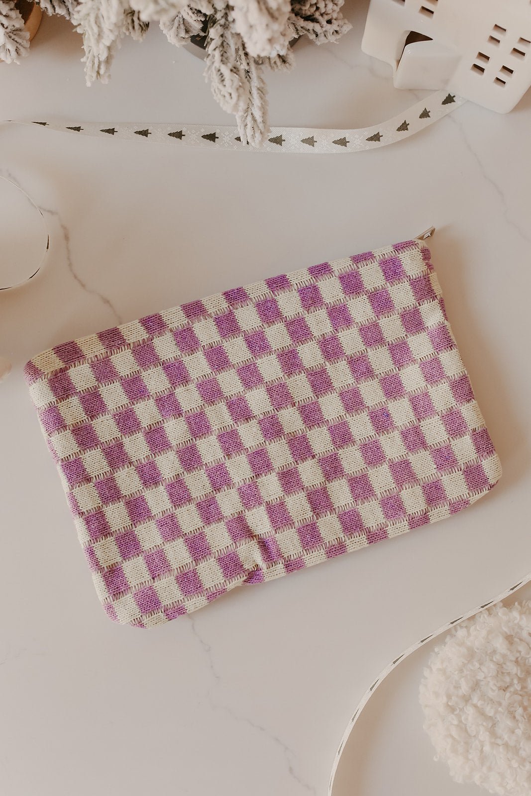 Checkered Cosmetic Makeup Bag - Magnolia Boutique