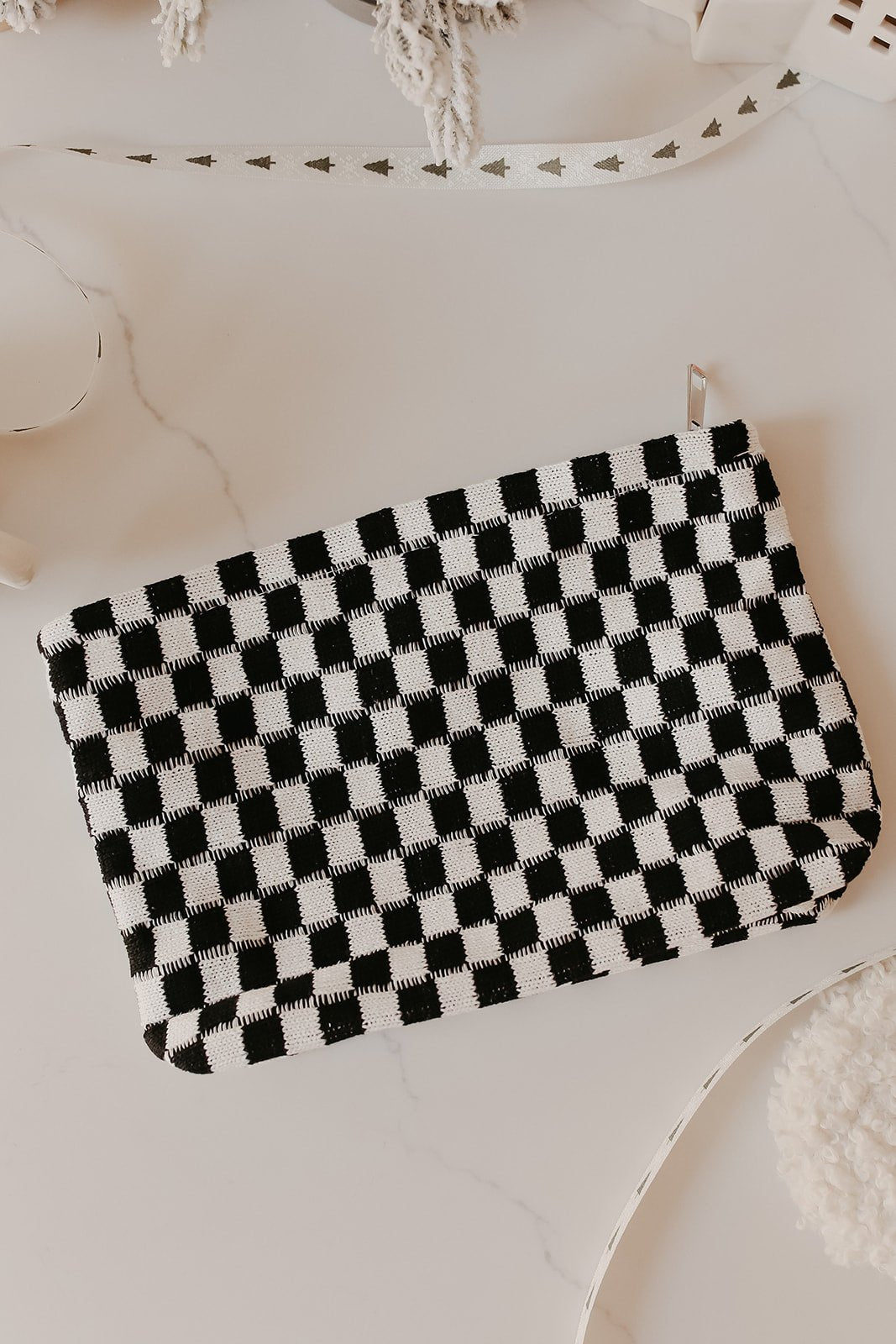 Checkered Cosmetic Makeup Bag - Magnolia Boutique