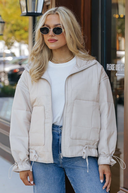 Chilly Vibes Bone Puffer Jacket - Magnolia Boutique