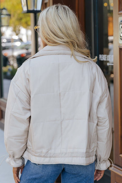 Chilly Vibes Bone Puffer Jacket - Magnolia Boutique