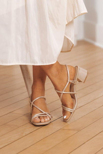 Chinese Laundry Light Gold Strappy Heels - Magnolia Boutique
