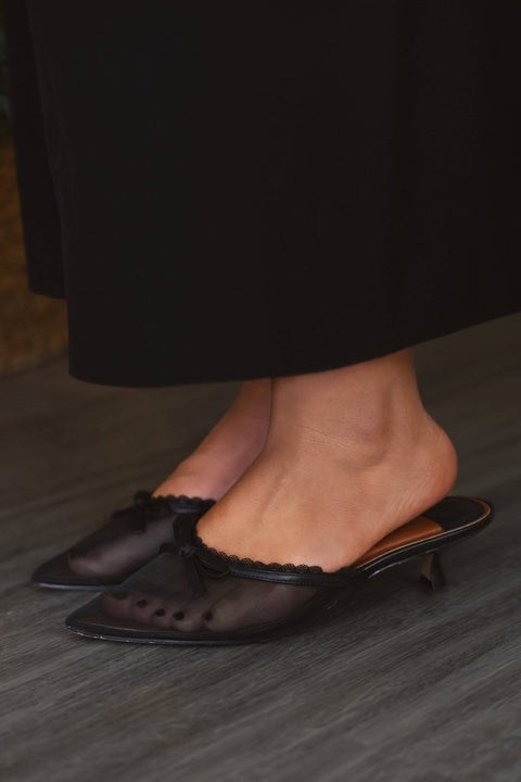 Chinese Laundry Mel Black Mesh Kitten Heels-FINAL SALE