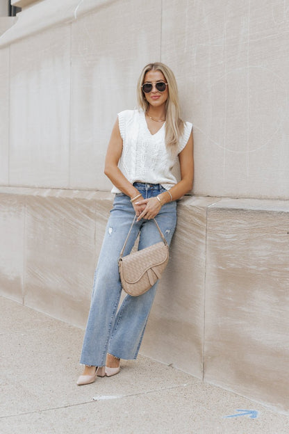 Chunky Cable Knit Sweater Vest - Cream - Magnolia Boutique