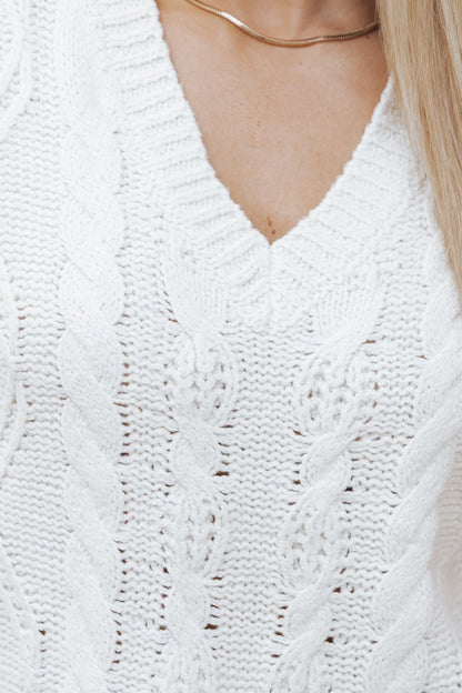 Chunky Cable Knit Sweater Vest - Cream - Magnolia Boutique