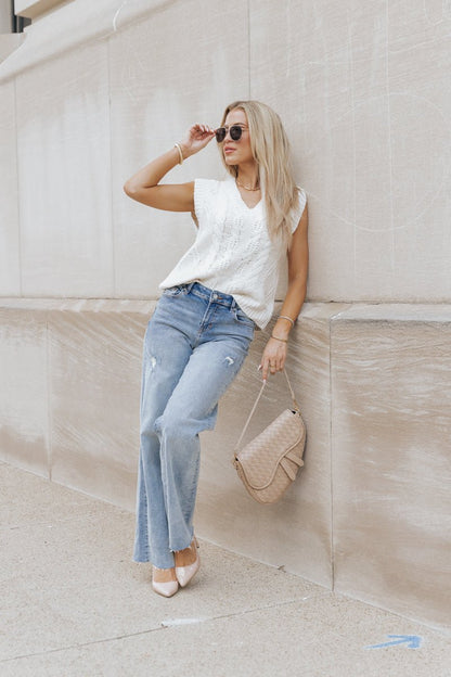 Chunky Cable Knit Sweater Vest - Cream - Magnolia Boutique