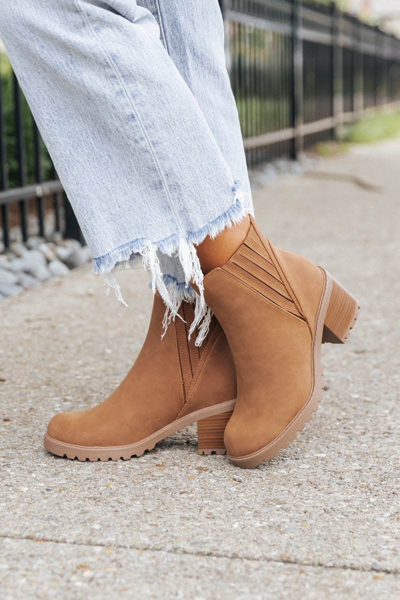 Cognac Wisely Heeled Bootie FINAL SALE Magnolia Boutique