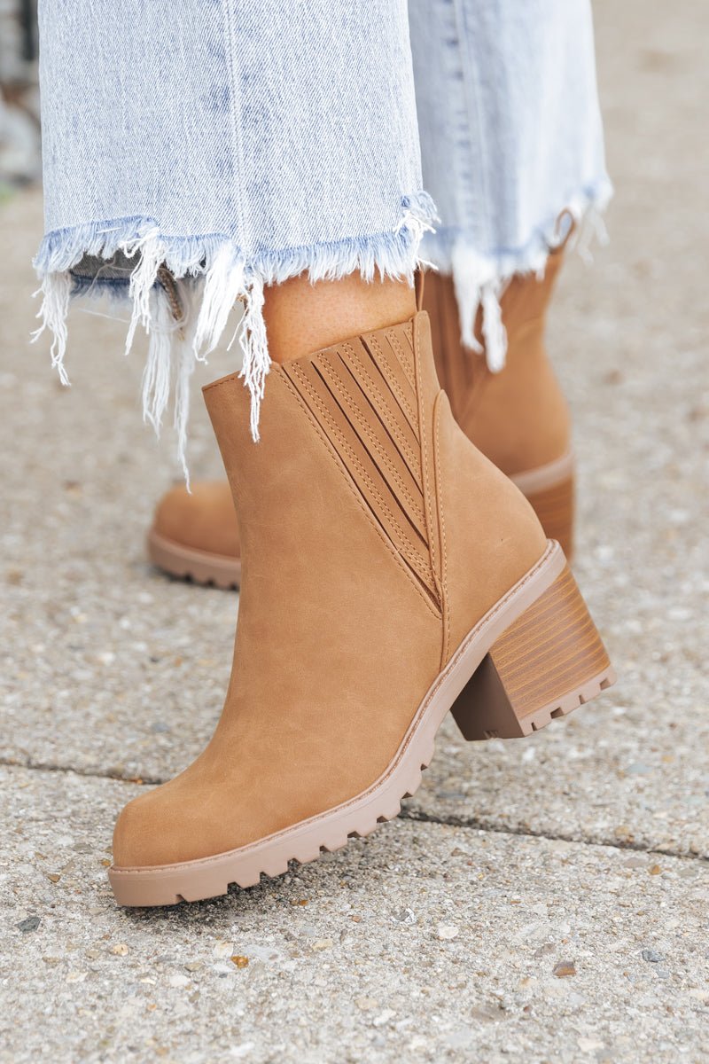 Cognac Wisely Heeled Bootie - Magnolia Boutique