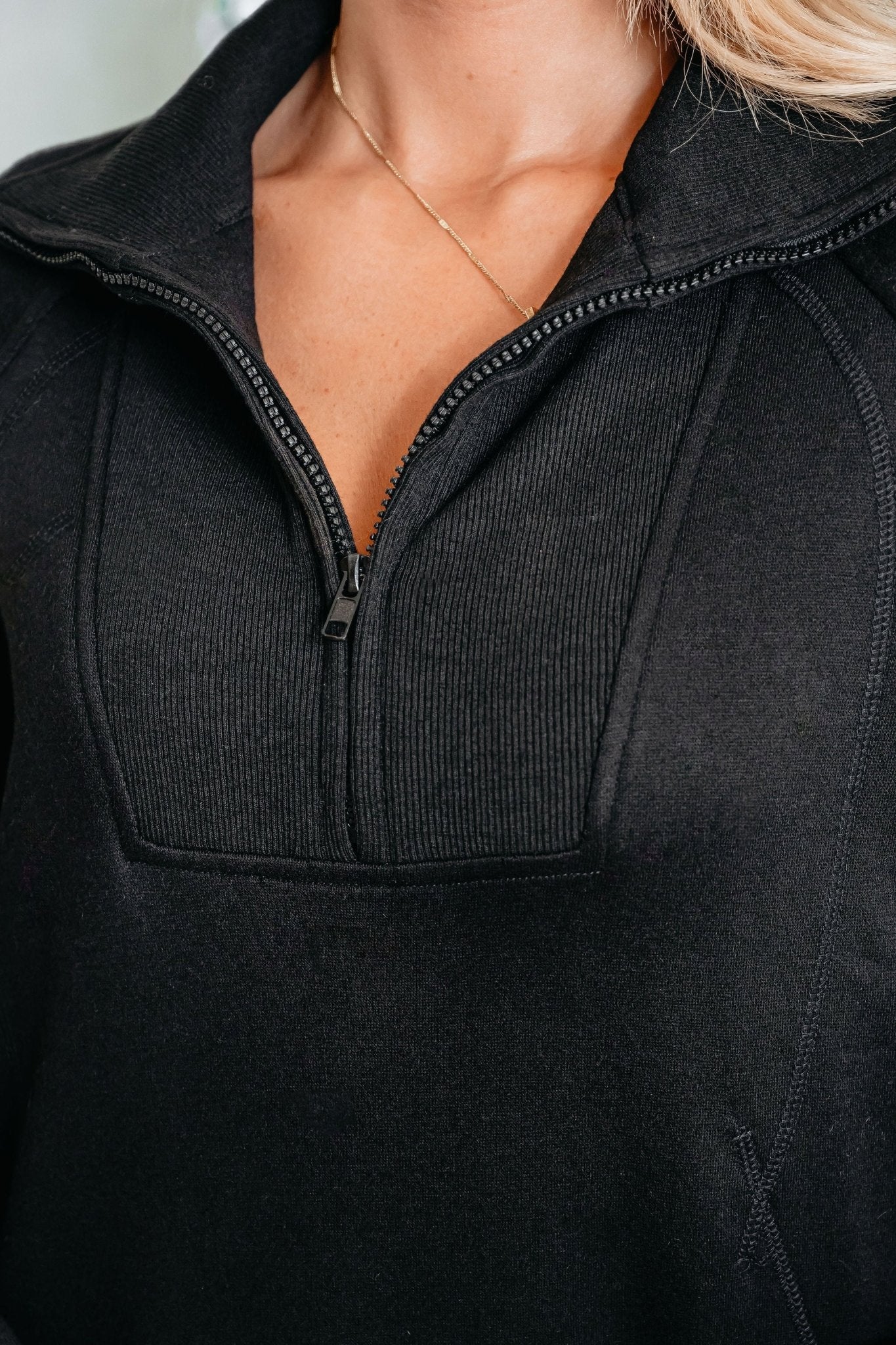 Comfort Lounge Black Half Zip Sweatshirt - Magnolia Boutique