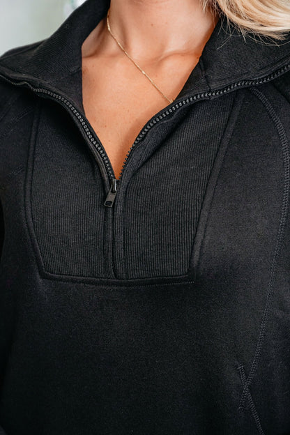 Comfort Lounge Black Half Zip Sweatshirt - Magnolia Boutique