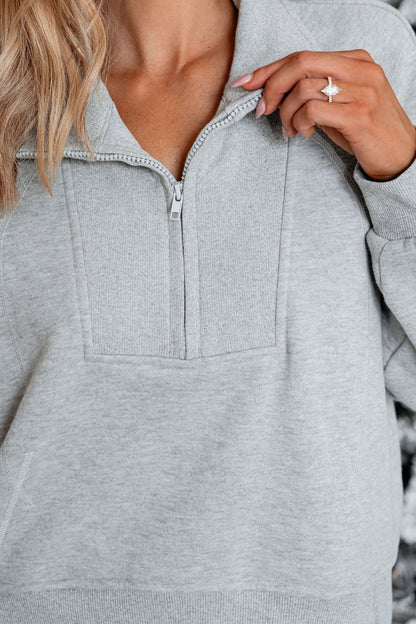 Comfort Lounge Grey Half Zip Sweatshirt - Magnolia Boutique