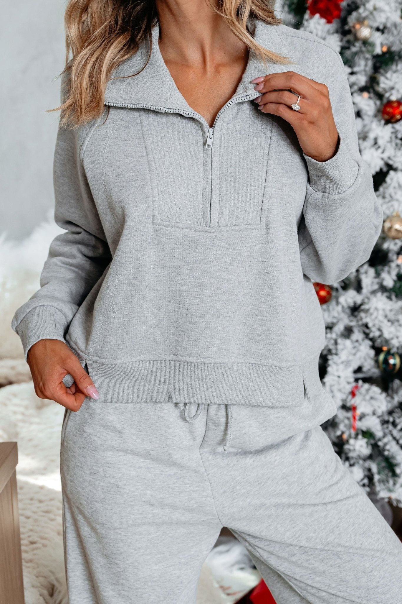 Comfort Lounge Grey Half Zip Sweatshirt - Magnolia Boutique