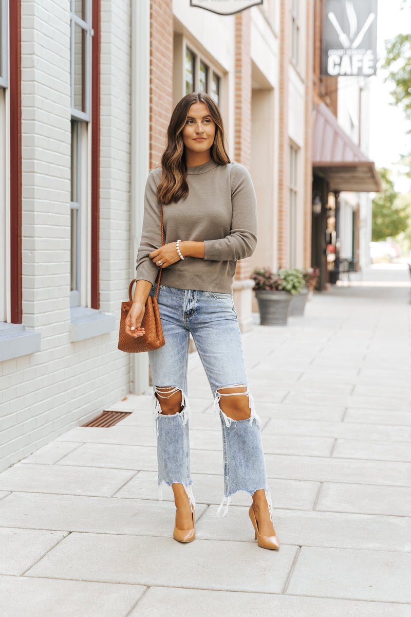 Comfy Cozy Round Neck Sweater - Hunter Green - Magnolia Boutique