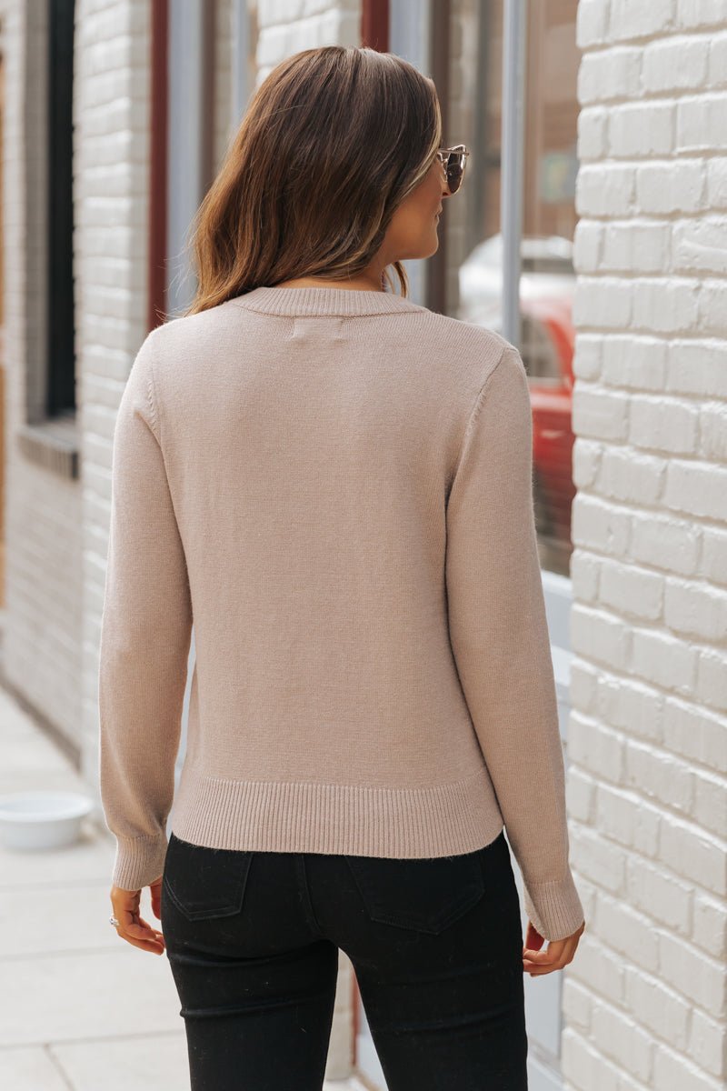 Comfy Cozy Round Neck Sweater - Taupe - Magnolia Boutique