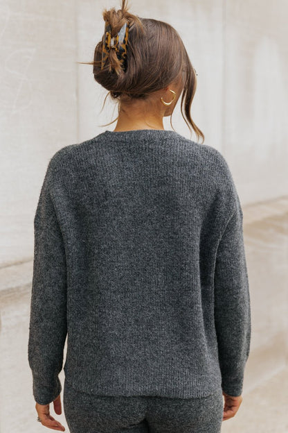 Comfy Lounge Crewneck Sweater - Charcoal - Magnolia Boutique