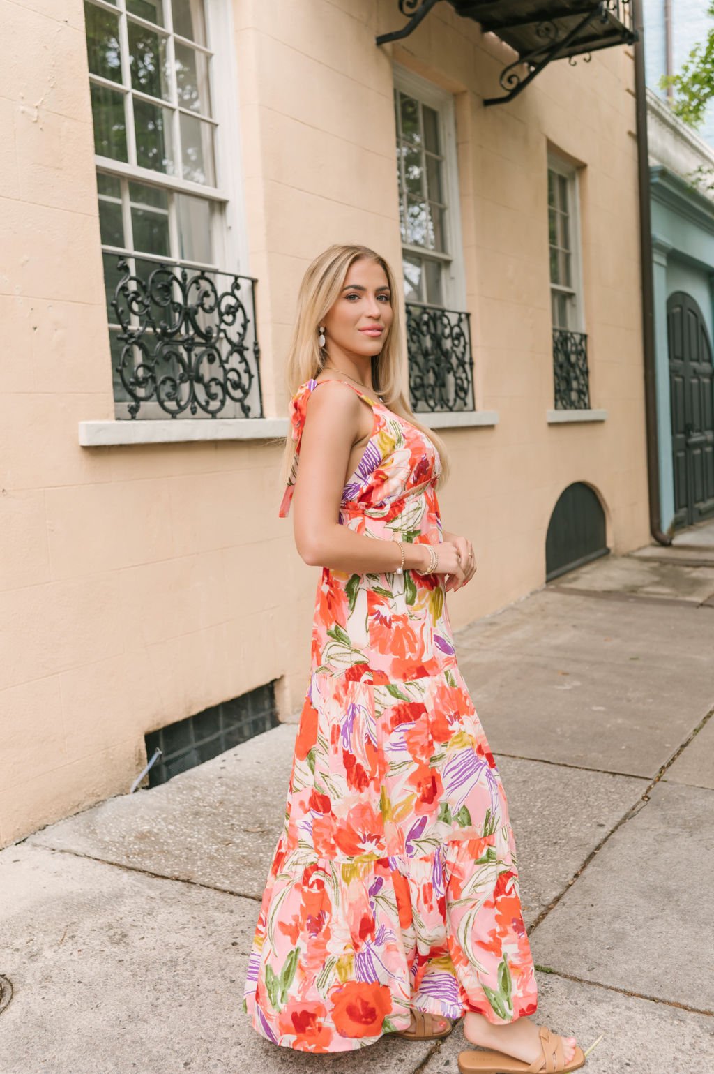 Coral Multi Print Shoulder Tie Maxi Dress - FINAL SALE – Magnolia Boutique