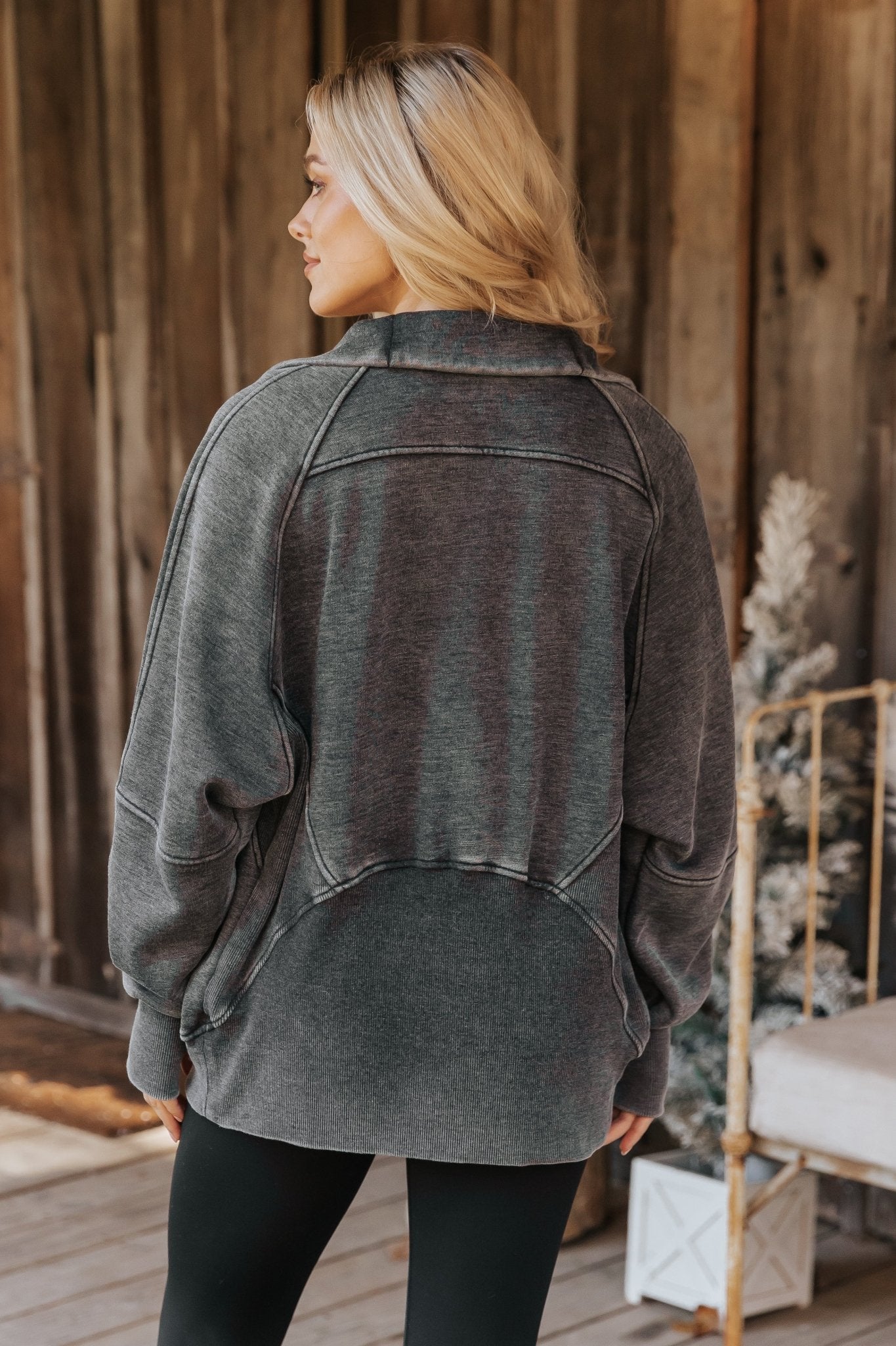 Cozy Essential Zip Up Sweatshirt - Charcoal - Magnolia Boutique