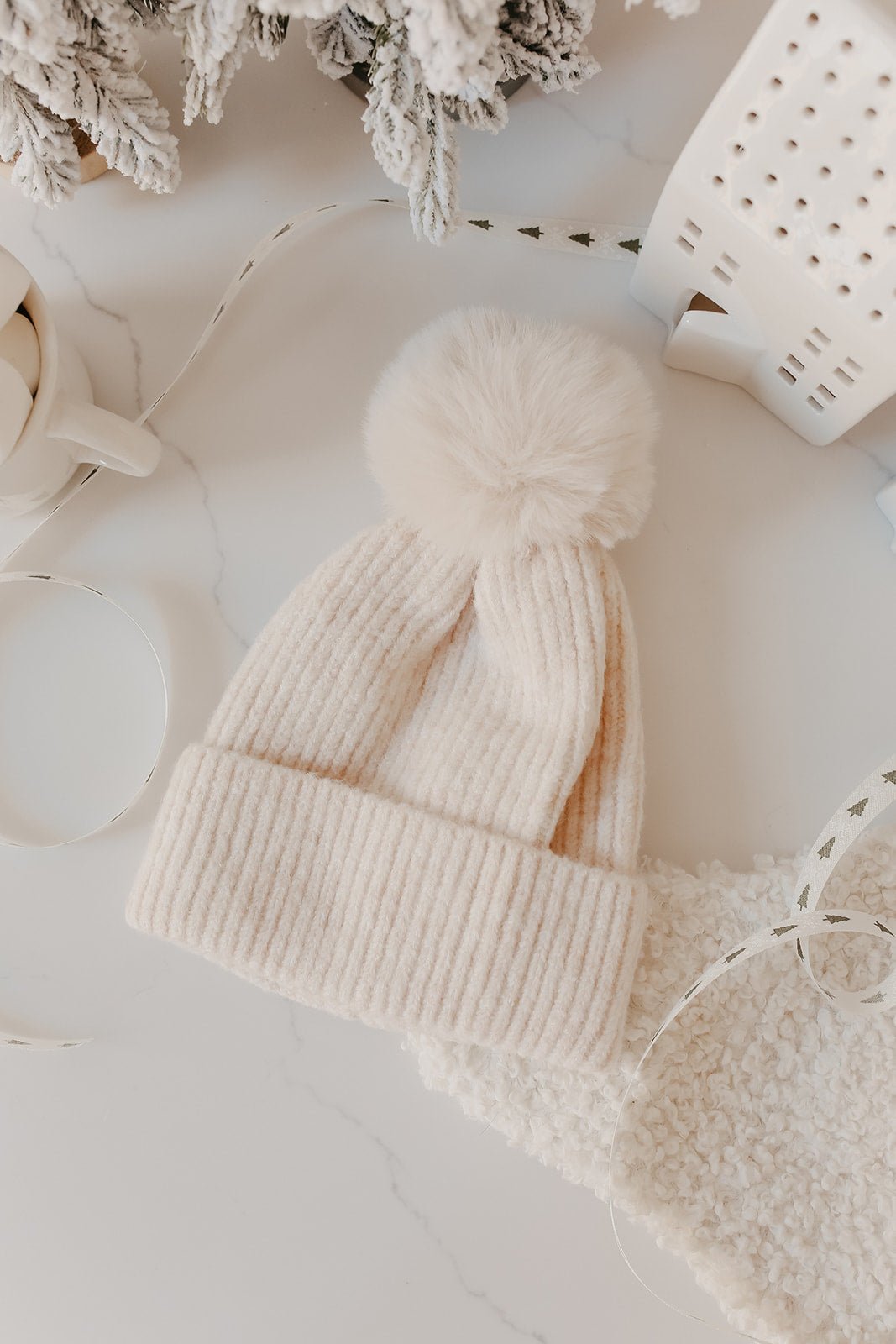 Cozy Ivory Ribbed Pom Beanie - Magnolia Boutique