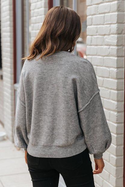 Cozy Long Dolman Sleeve Sweater - Charcoal - Magnolia Boutique