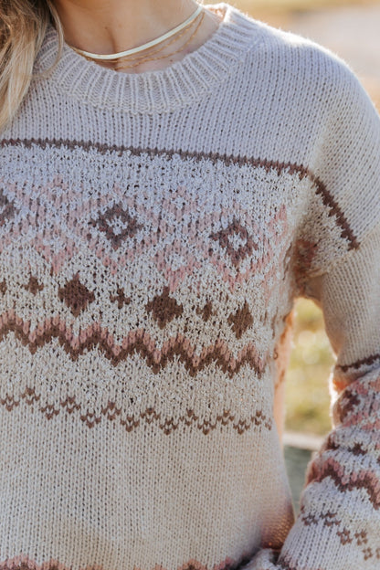 Cozy Mocha Aztec Print Sweater - Magnolia Boutique