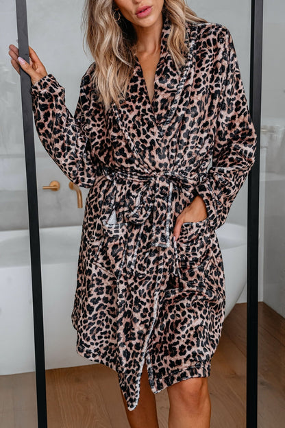 Cozy Soft Tan Leopard Print Robe - Magnolia Boutique