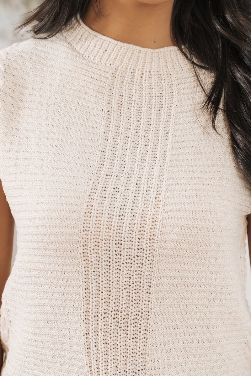Cream Cap Sleeve Cable Knit Sweater - Magnolia Boutique