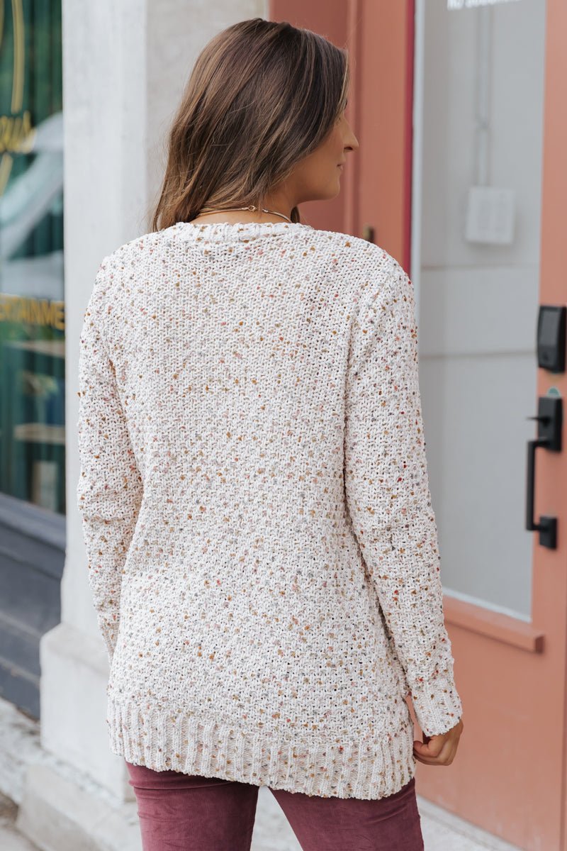 Cream Pom Pom Open Front Cardigan - Magnolia Boutique