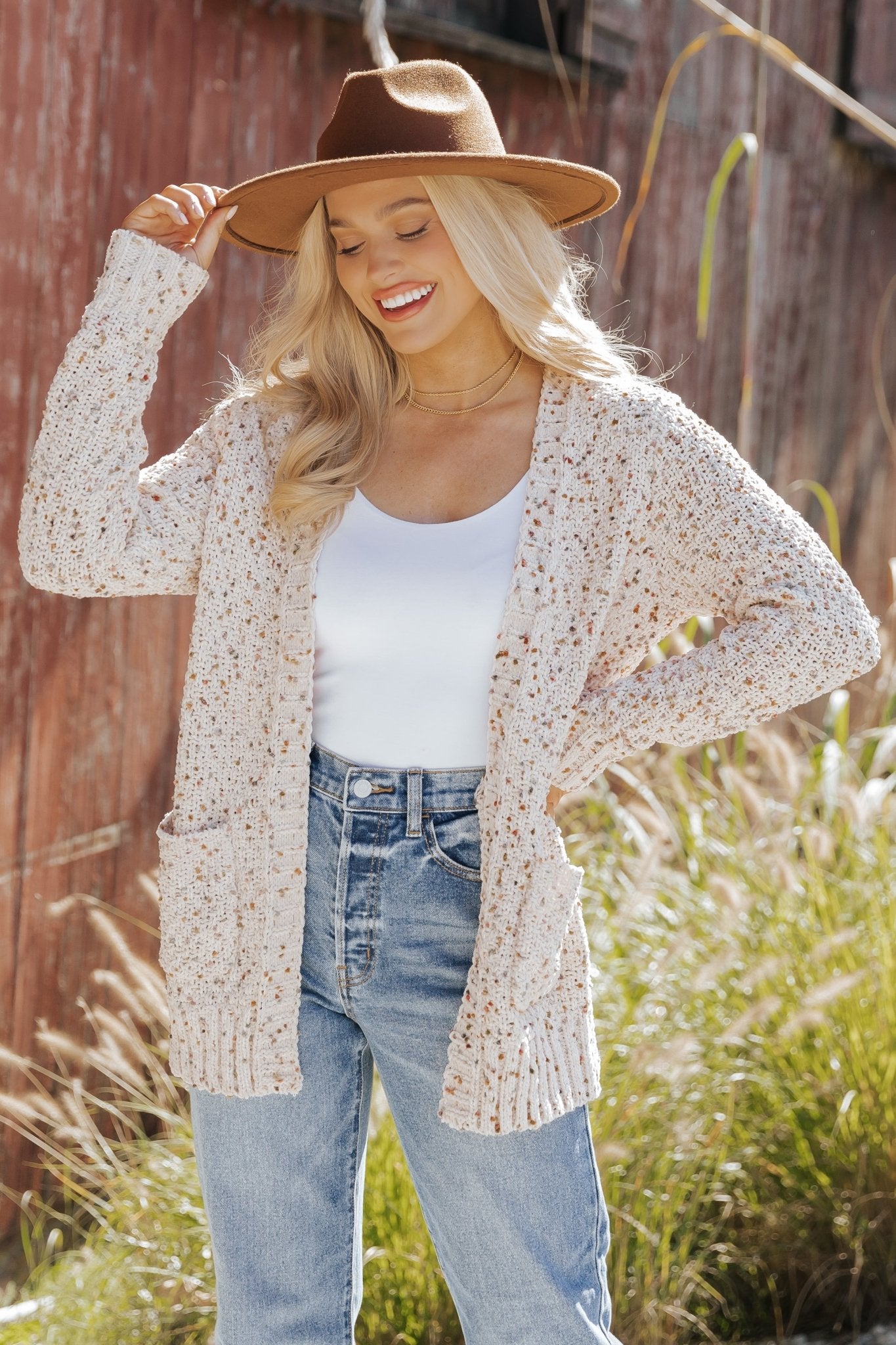 Cream Popcorn Open Front Cardigan - Magnolia Boutique