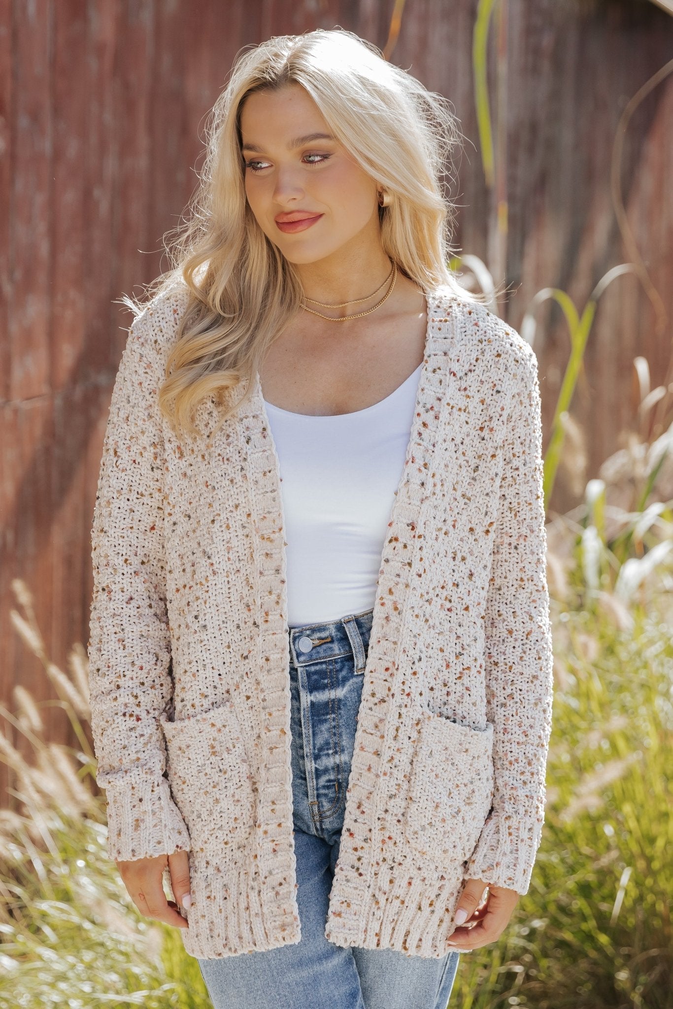 Cream Popcorn Open Front Cardigan - Magnolia Boutique