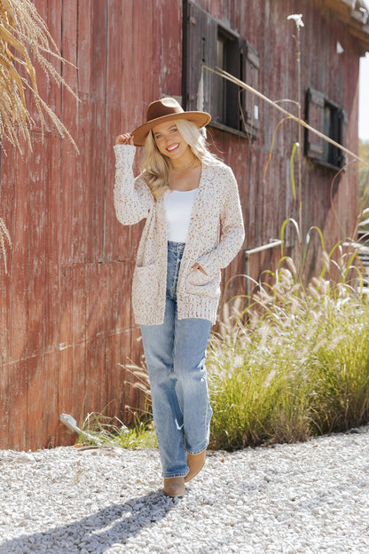 Cream Popcorn Open Front Cardigan - Magnolia Boutique