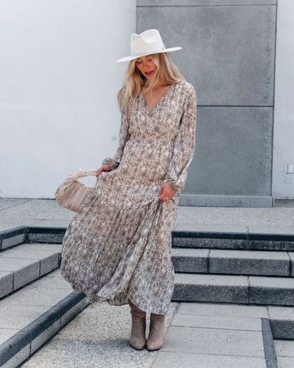 Cream Print Smocked Maxi Dress - Magnolia Boutique