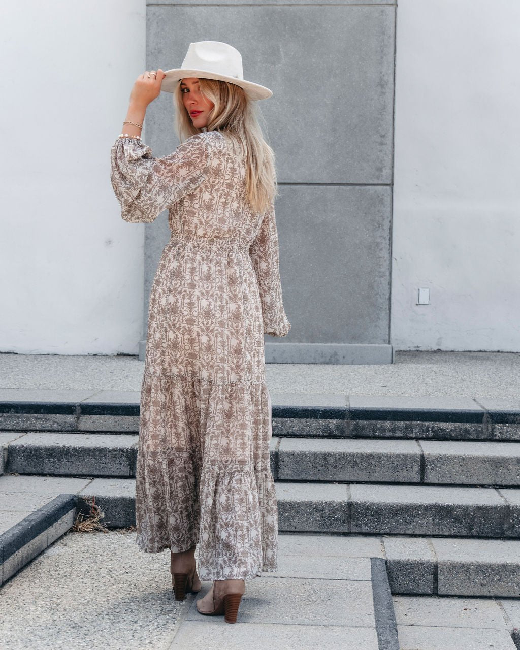 Cream Print Smocked Maxi Dress - Magnolia Boutique