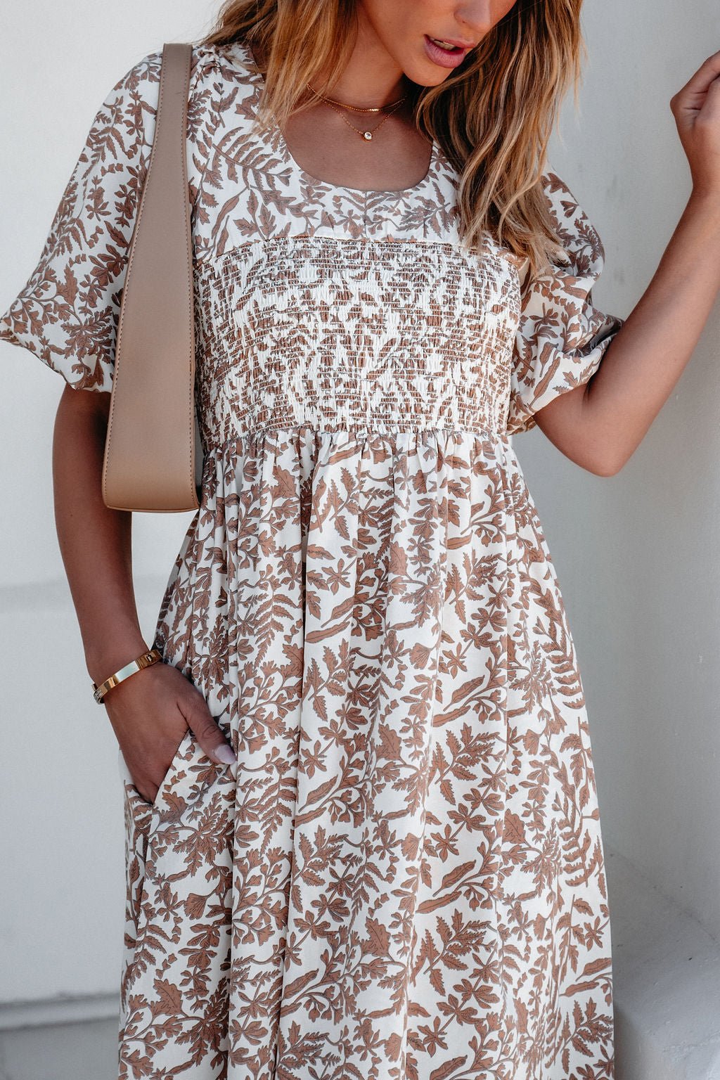 Cream Print Smocked Maxi Dress - Magnolia Boutique