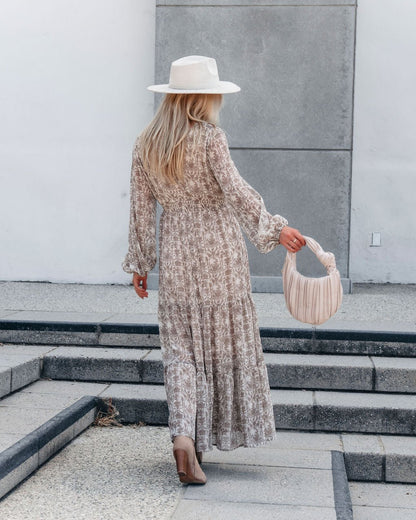 Cream Print Smocked Maxi Dress - Magnolia Boutique