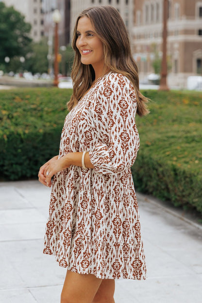 Cream Print Tiered Mini Dress - Magnolia Boutique