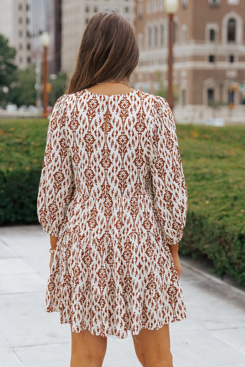 Cream Print Tiered Mini Dress - Magnolia Boutique