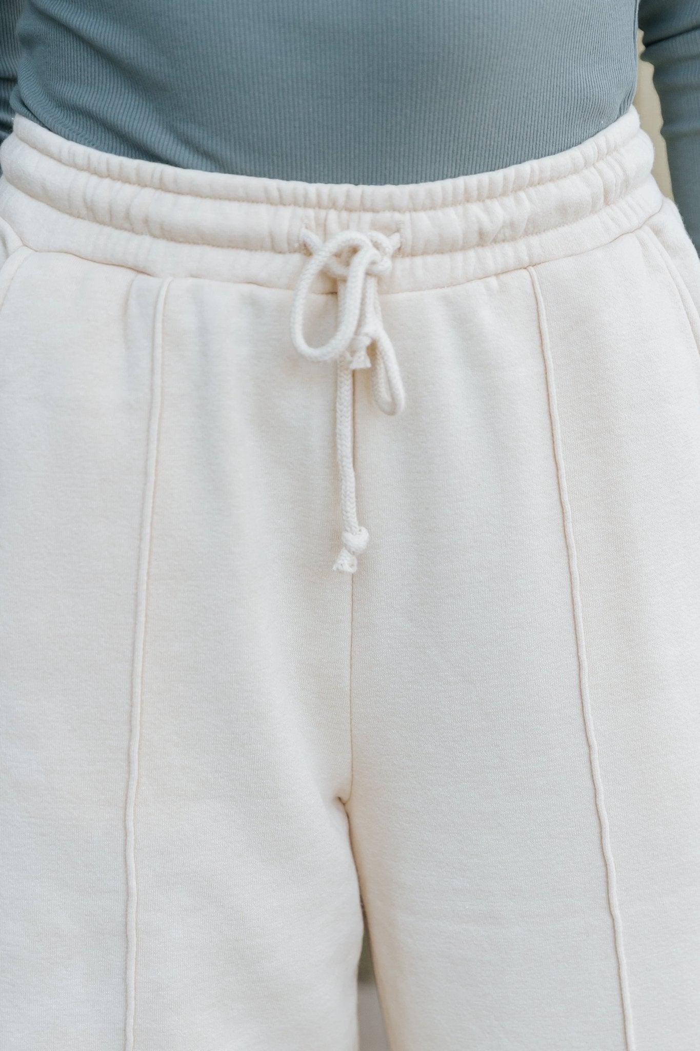 Cream Seam Detail Wide Leg Sweatpants - Magnolia Boutique