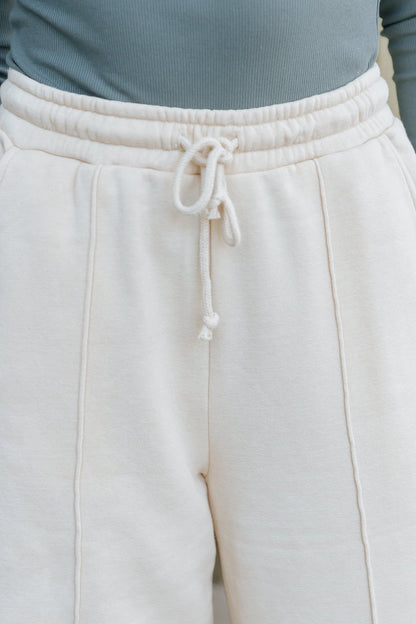 Cream Seam Detail Wide Leg Sweatpants - Magnolia Boutique