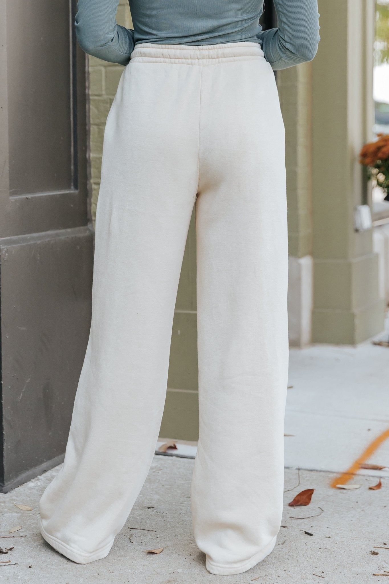 Cream Seam Detail Wide Leg Sweatpants - Magnolia Boutique