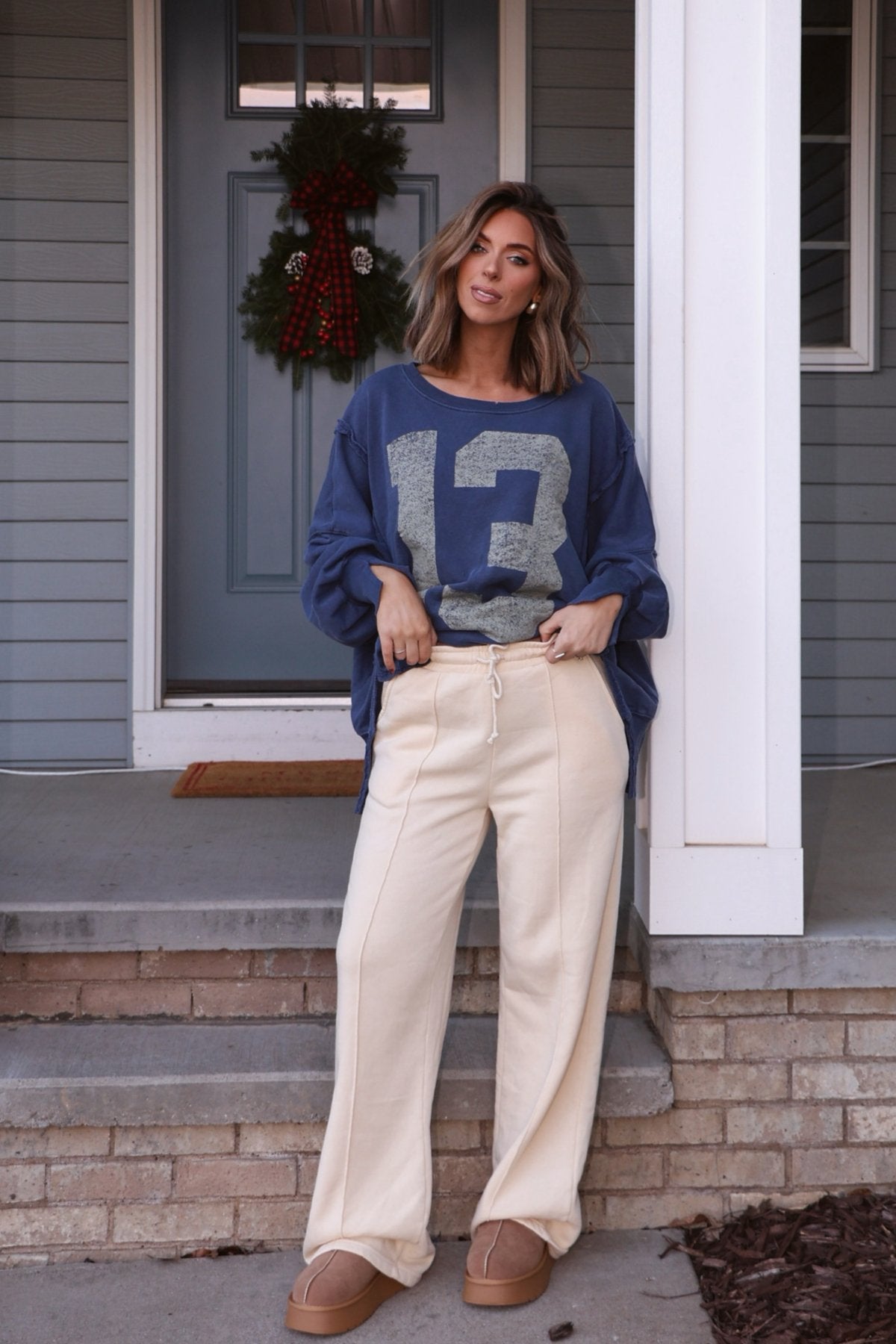 Cream Seam Detail Wide Leg Sweatpants - Magnolia Boutique