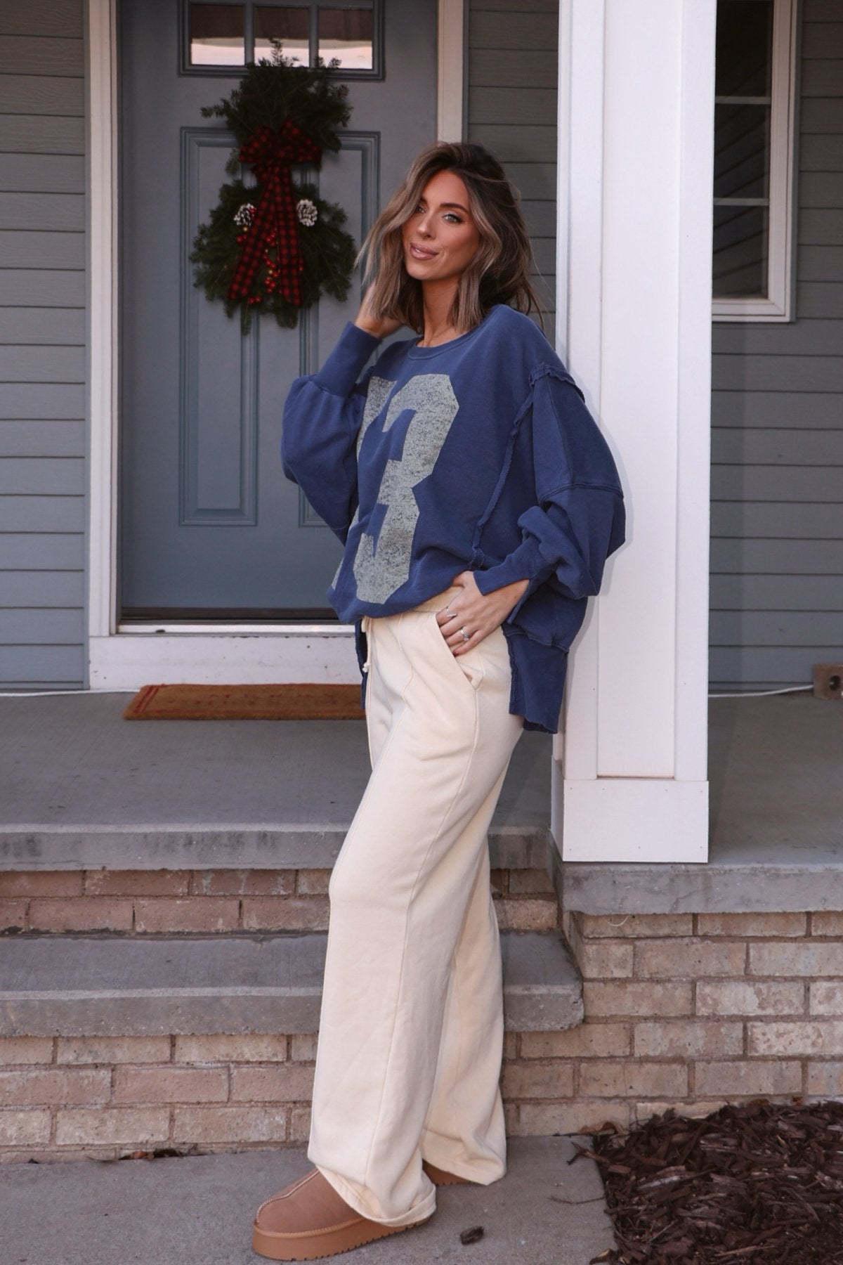 Cream Seam Detail Wide Leg Sweatpants - Magnolia Boutique