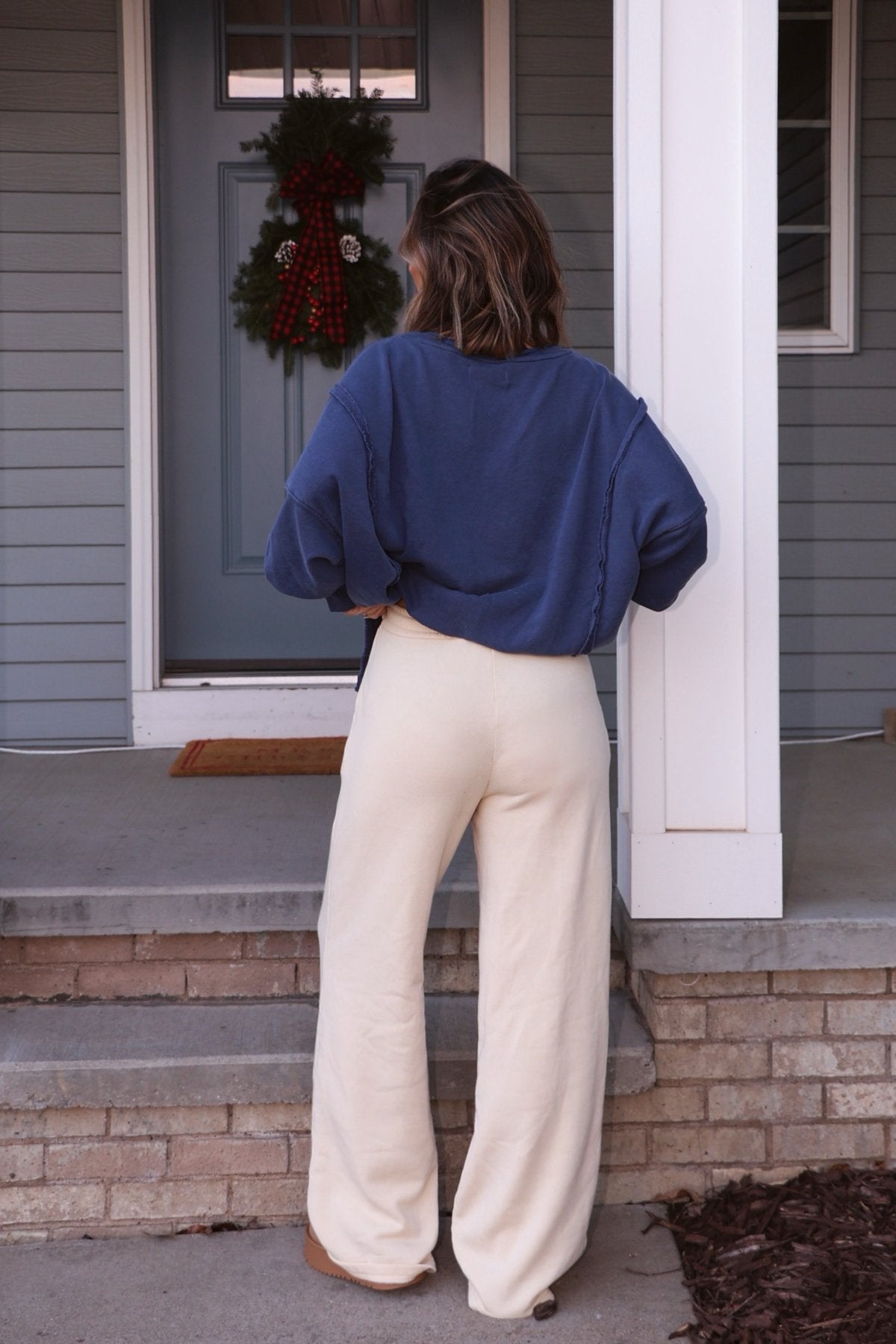 Cream Seam Detail Wide Leg Sweatpants - Magnolia Boutique