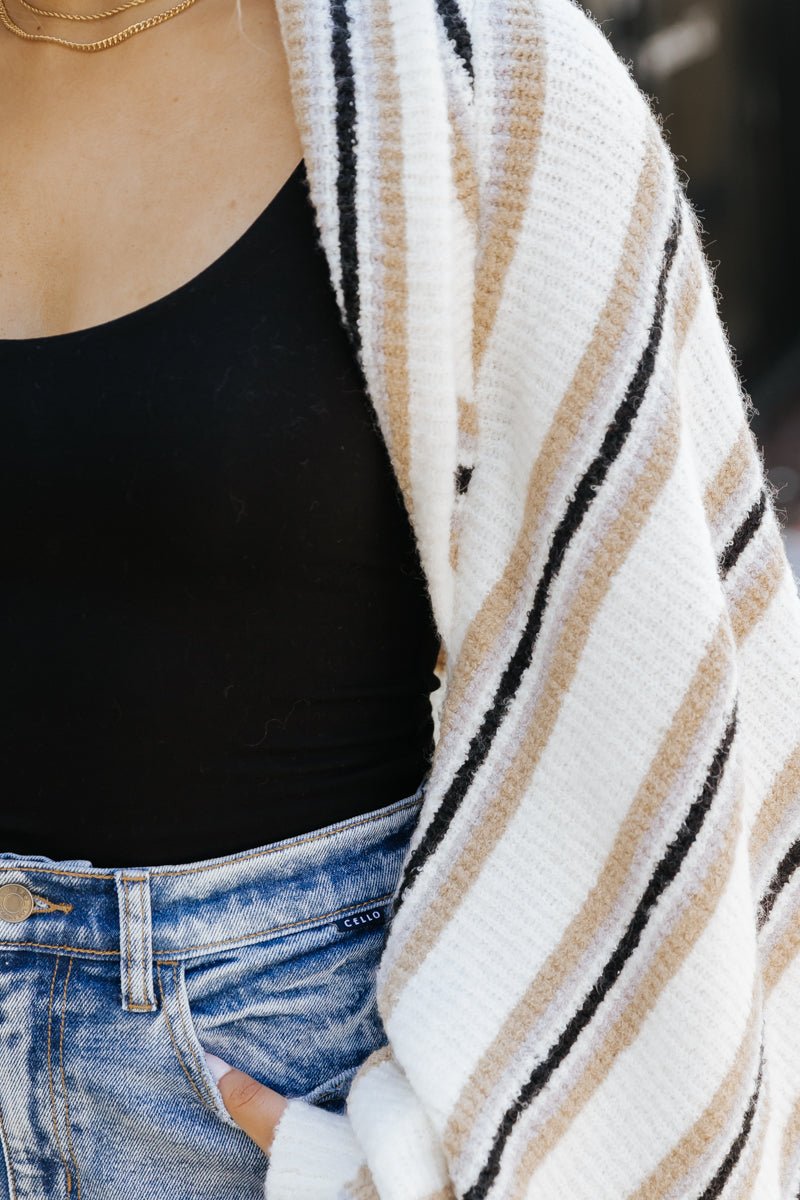 Cream Striped Shrug Cardigan - Magnolia Boutique