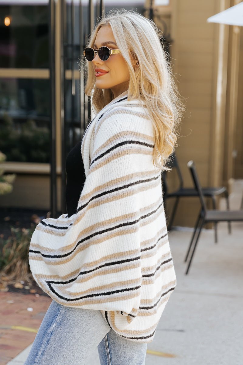 Cream Striped Shrug Cardigan - Magnolia Boutique