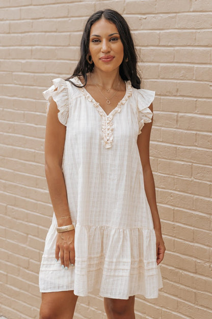 Cream Textured Ruffle Sleeve Mini Dress - Magnolia Boutique