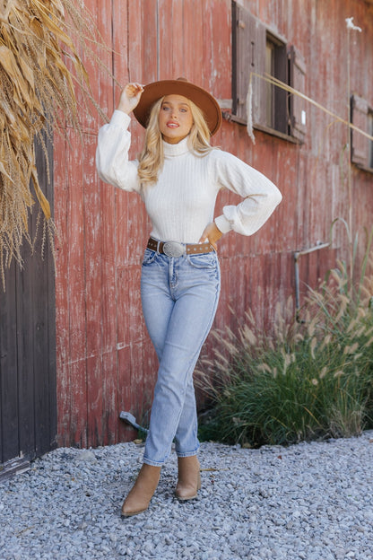 Cream Turtleneck Ribbed Bodysuit | Pre Order - Magnolia Boutique