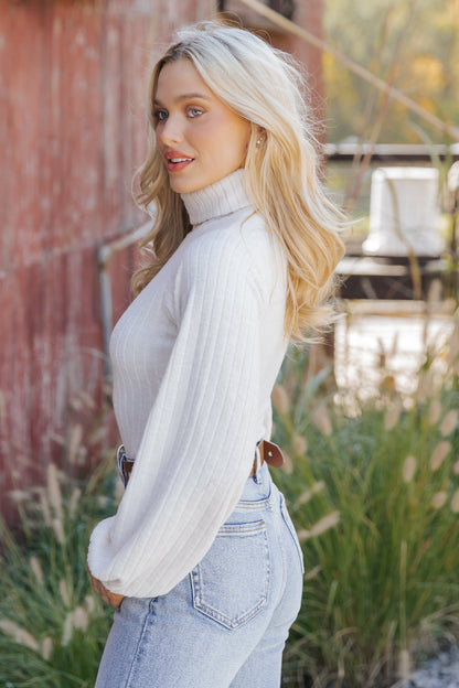 Cream Turtleneck Ribbed Bodysuit | Pre Order - Magnolia Boutique