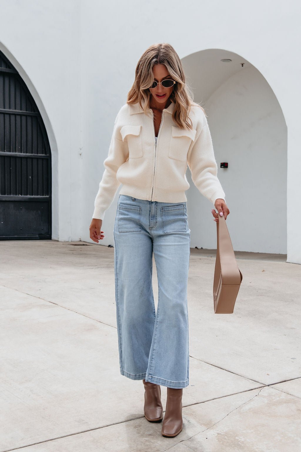 Cream Zip Up Sweater Cardigan Magnolia Boutique