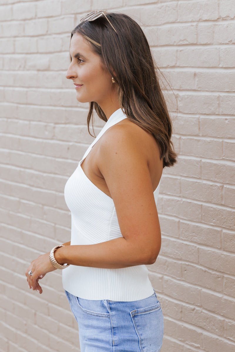 Cross Front Ribbed Tank Top - Magnolia Boutique