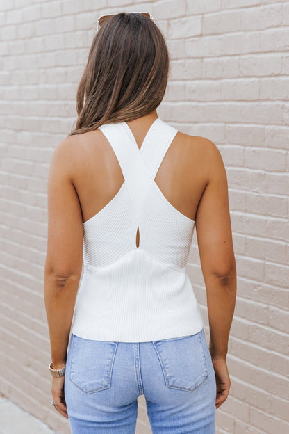 Cross Front Ribbed Tank Top - Magnolia Boutique